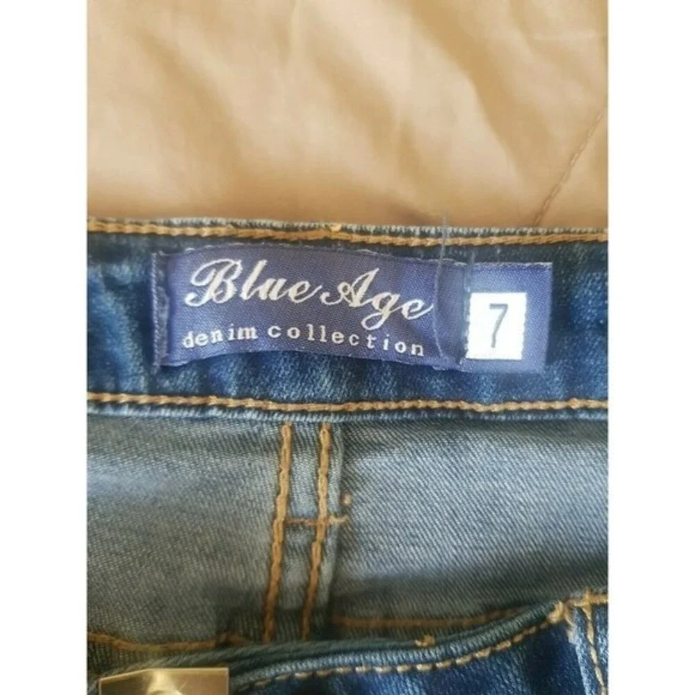 Blue Age Womens Destroyed Ripped Distressed Skinny Jeans Release Hem Cuff Size 7